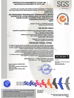 ISO 3834 International Welding Quality Certification